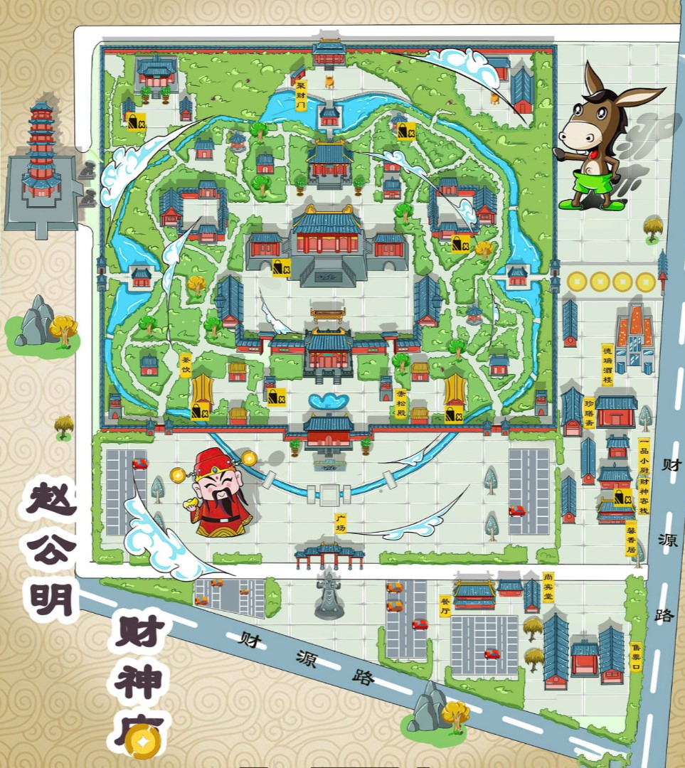 平邑寺庙类手绘地图